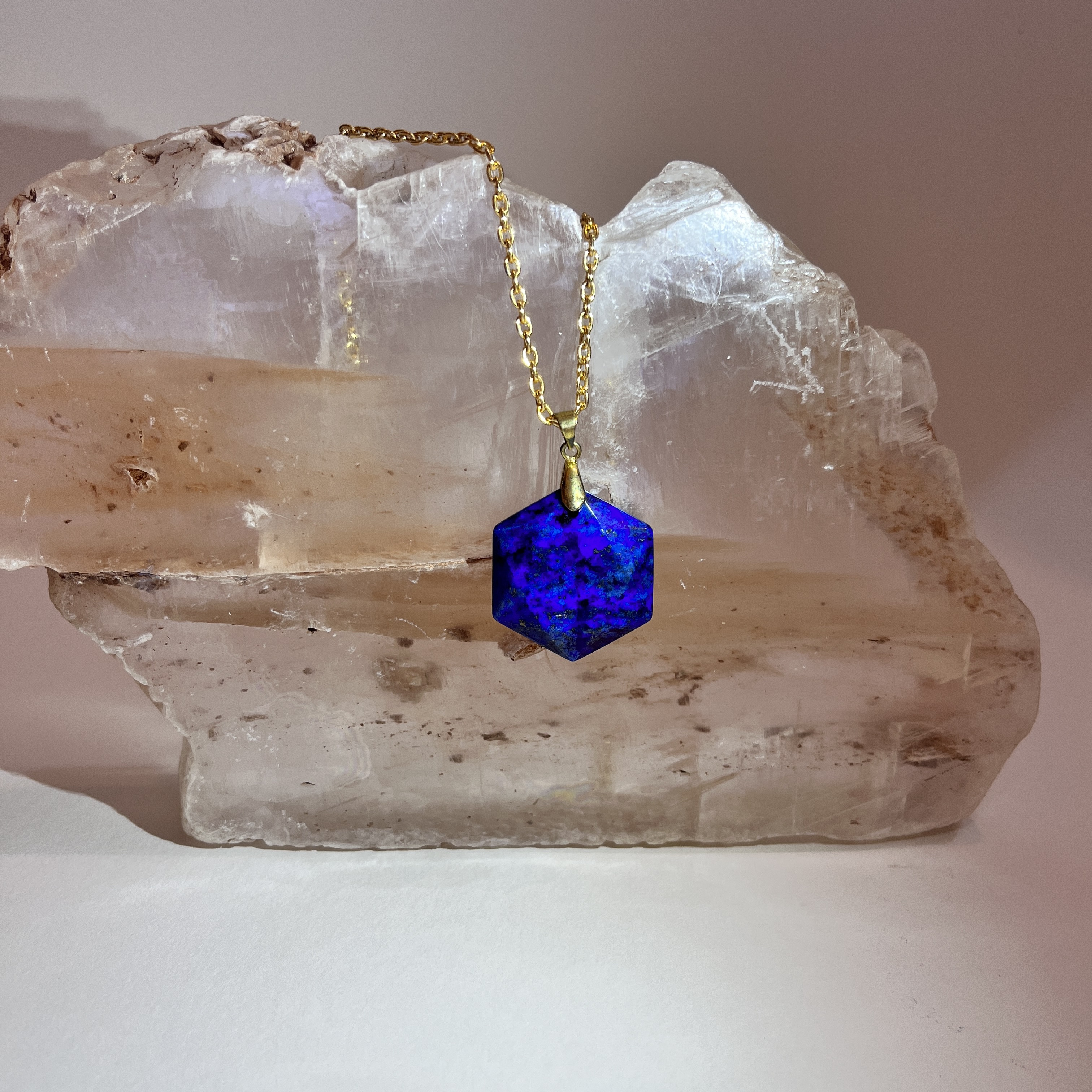 lapis hexagon pendant